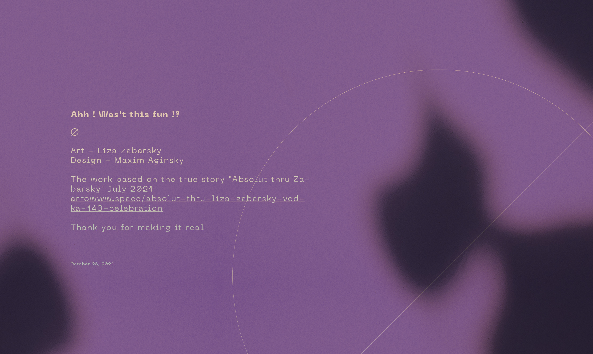 This Absolut vodka 143 celebration vision was inspired by works of great artist - Liza Zabarsky