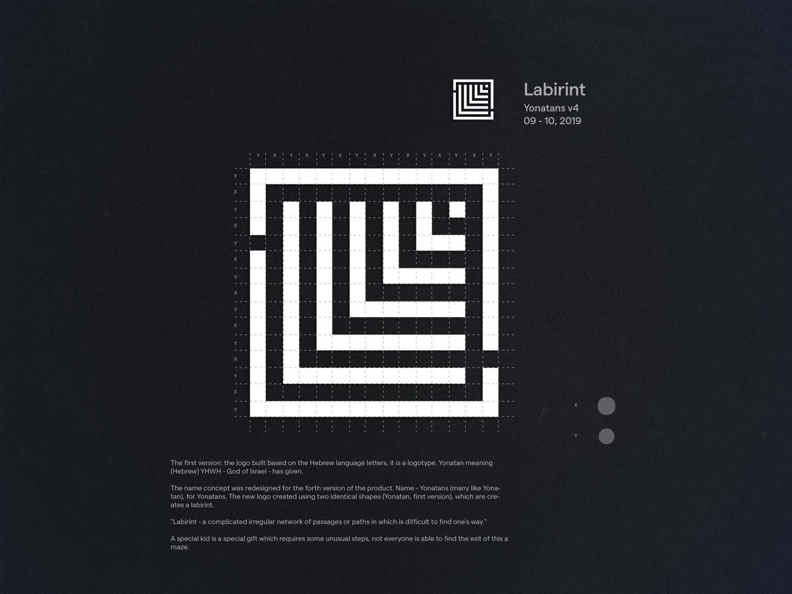 Original monograms, logos, logotypes, brandmarks, equipped with grid system